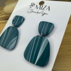 2 részes tompa trapéz fülbevaló - fenyőzöld - csíkor