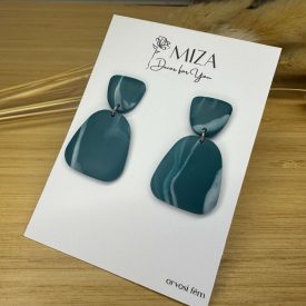 2 részes tompa trapéz fülbevaló - fenyőzöld 