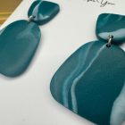 2 részes tompa trapéz fülbevaló - fenyőzöld 