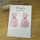 2 részes tompa trapéz fülbevaló - pasztell rózsaszín csíkos