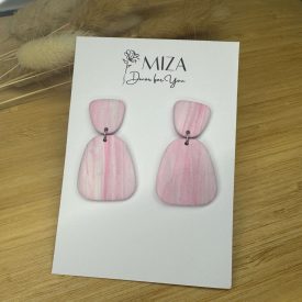   2 részes tompa trapéz fülbevaló - pasztell rózsaszín csíkos