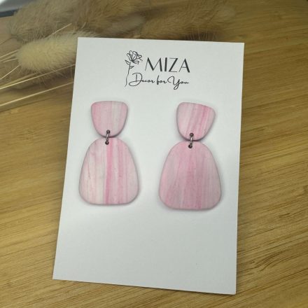 2 részes tompa trapéz fülbevaló - pasztell rózsaszín csíkos