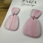 2 részes tompa trapéz fülbevaló - pasztell rózsaszín csíkos