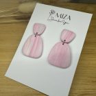 2 részes tompa trapéz fülbevaló - pasztell rózsaszín csíkos