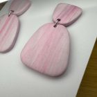 2 részes tompa trapéz fülbevaló - pasztell rózsaszín csíkos