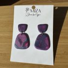 2 részes tompa trapéz fülbevaló - lila márvány mintás