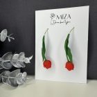 Piros tulipán - arany színű francia akasztós V alakú alapon 