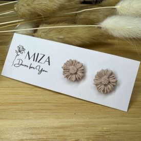 Virág bedugós fülbevaló - tejeskávé