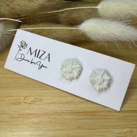 Virág bedugós fülbevaló - gyöngyház fehér