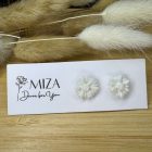 Virág bedugós fülbevaló - gyöngyház fehér