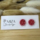 Virág bedugós fülbevaló - gyöngyházfényű eperpiros