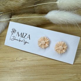 Virág bedugós fülbevaló - vajszínű