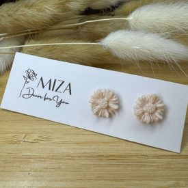 Virág bedugós fülbevaló - világos púder