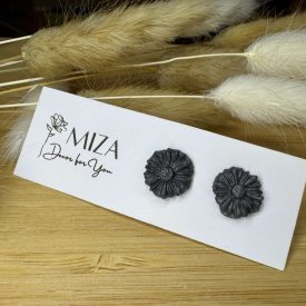 Virág bedugós fülbevaló - sötét ezüst