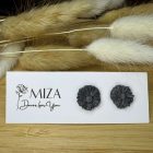 Virág bedugós fülbevaló - sötét ezüst