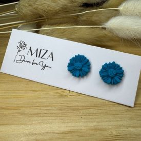 Virág bedugós fülbevaló - türkiz