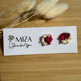   Virág bedugós fülbevaló - tarka (magenta - bíbor - arany)