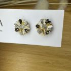 Virág bedugós fülbevaló - fekete-fehér-szürke-arany 2