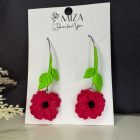 Szálas virág francia akasztós V alakú alapon - kármin piros