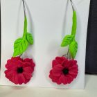 Szálas virág francia akasztós V alakú alapon - kármin piros