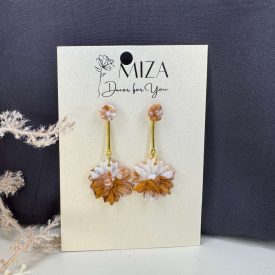   2 in 1 margarétás fülbevaló - közepes - mini méretű - bronz - fehér