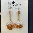 2 in 1 margarétás fülbevaló - közepes - mini méretű - bronz - fehér